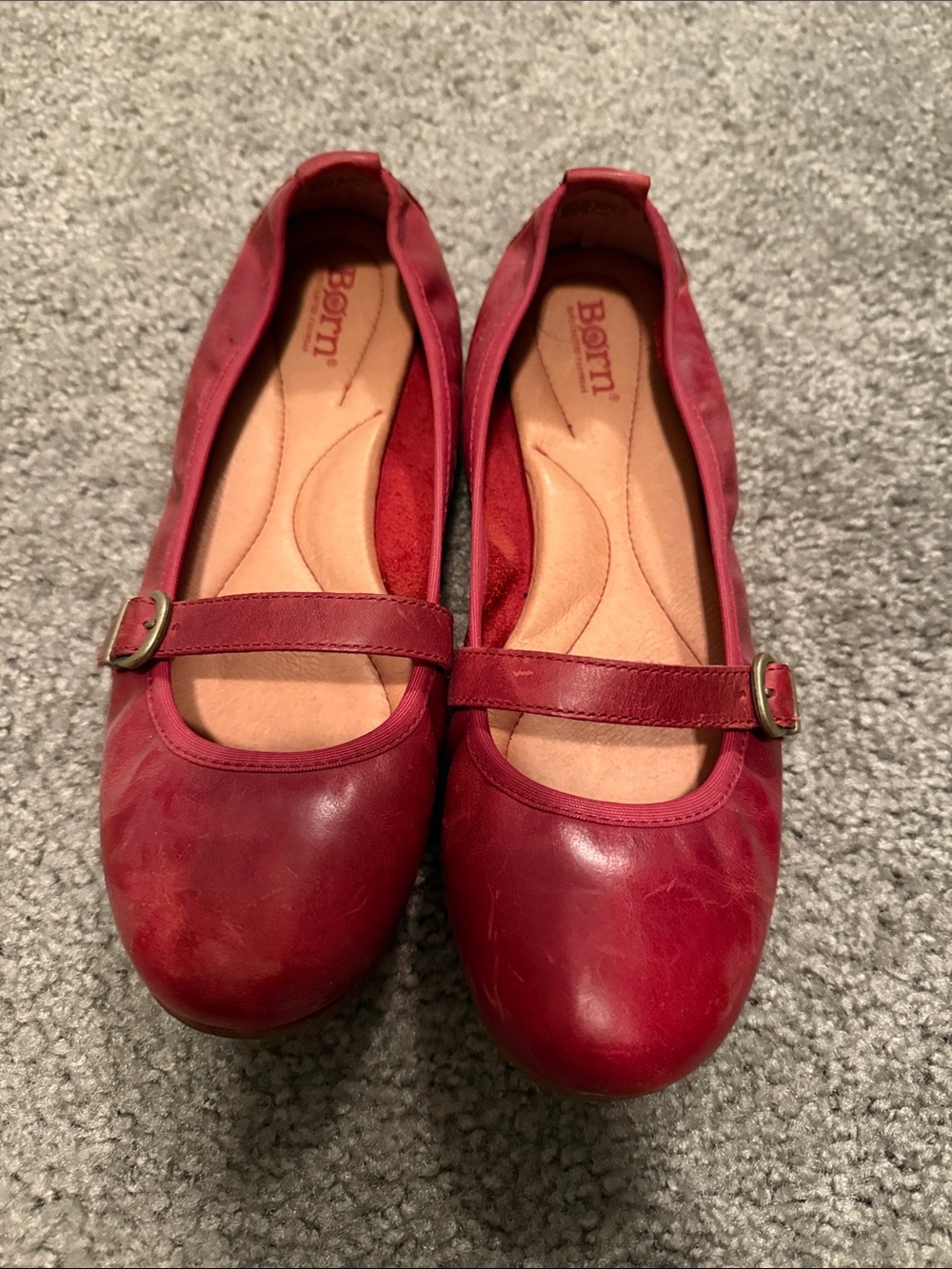 Born Burgundy Mary Jane Flats with Buckle Strap